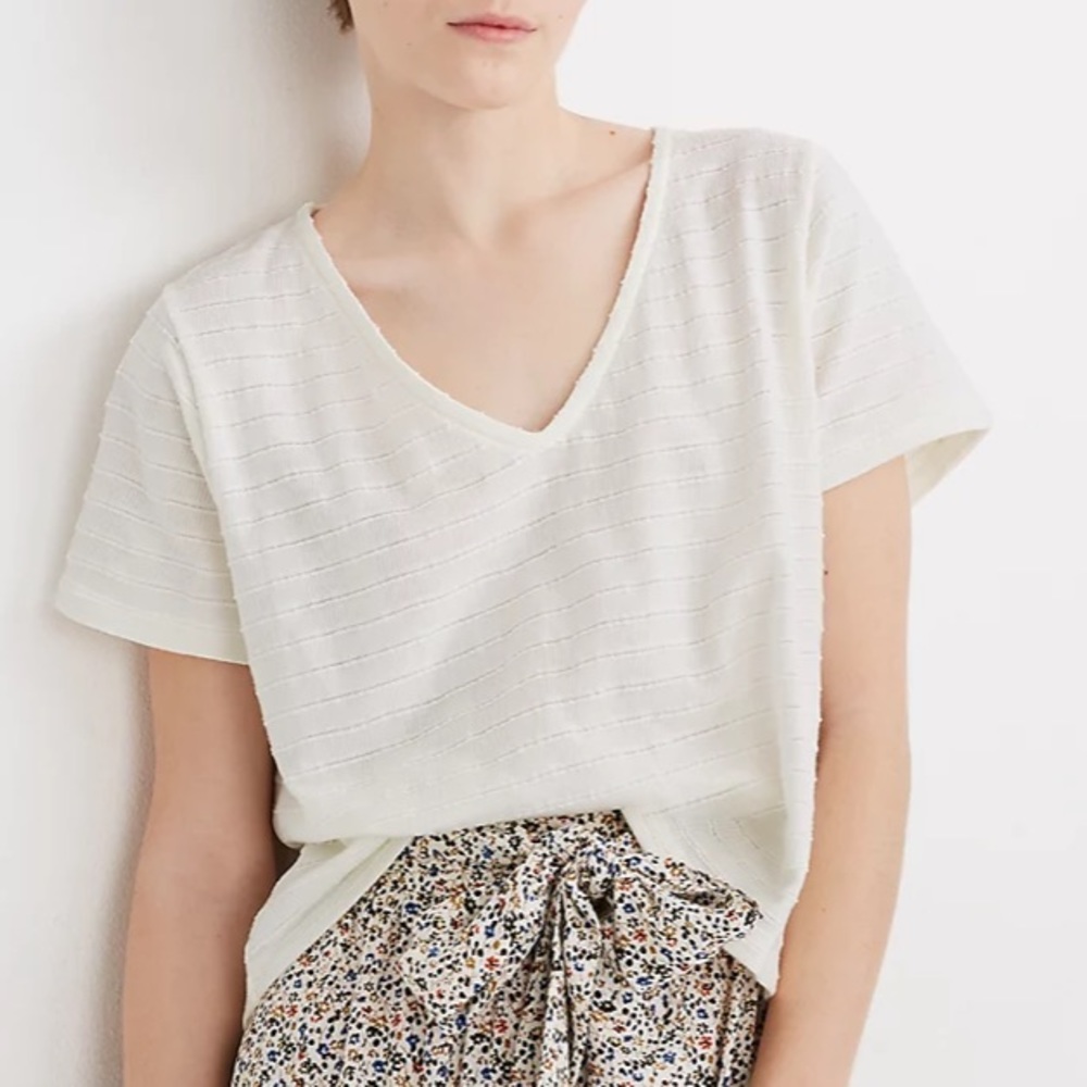 Madewell Textured V-Neck Boxy Top NWT Sz XL
